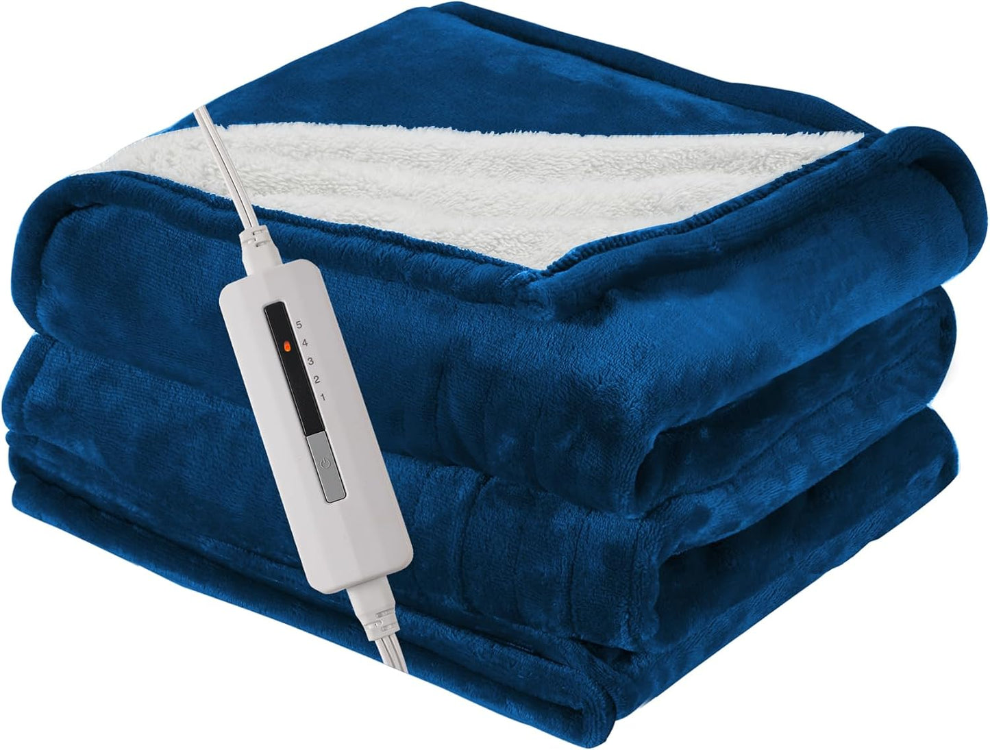 Electric Heated Blanket Full Size 72"x84" – Light Gray | ETL for Safe Overnight, 4 Heat Settings & 10H Auto Off, Dual-Sided Microplush Sherpa for Home Night, Machine washable