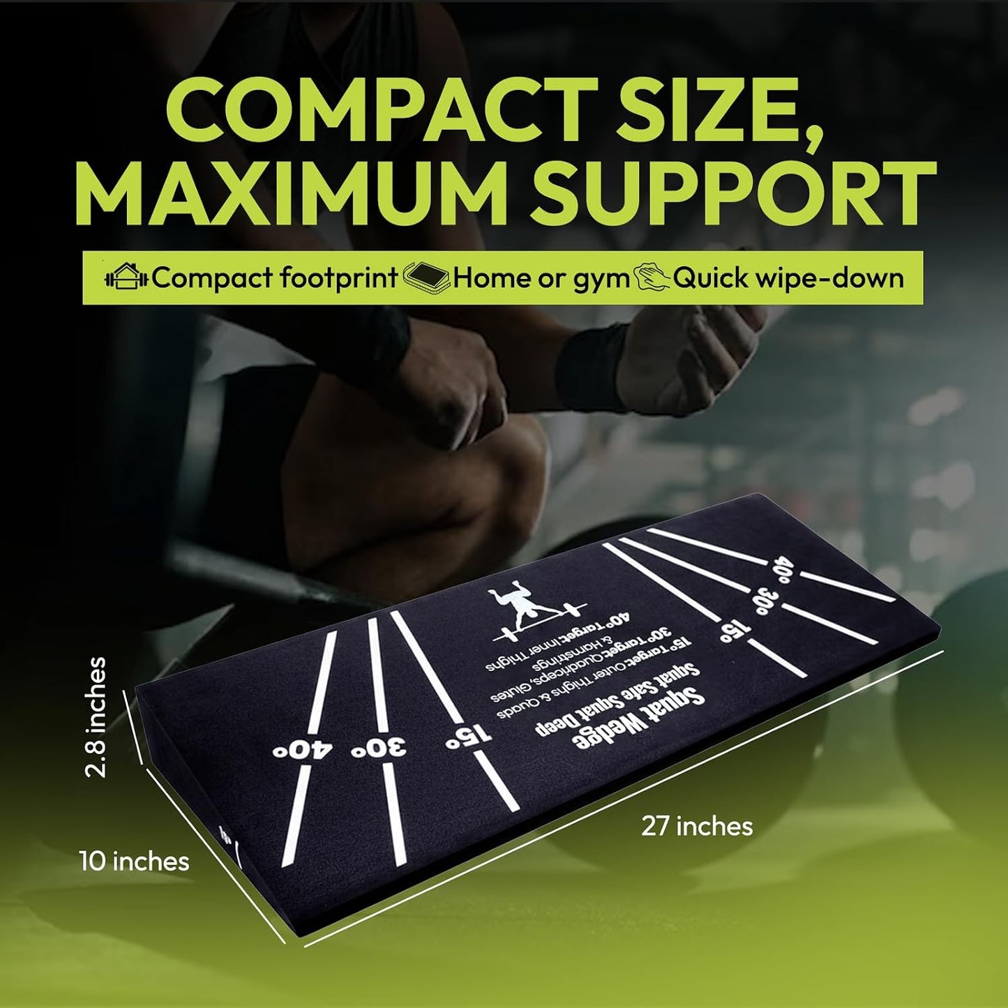 Squat Wedge Block – Non-Slip EVA Material Slant Board with 15°/30°/40° Angle Markings, 15° Heel-Elevated Incline Squat Wedge for Deep Squats & Calf Stretches (Gym, Home, Therapy & Yoga)