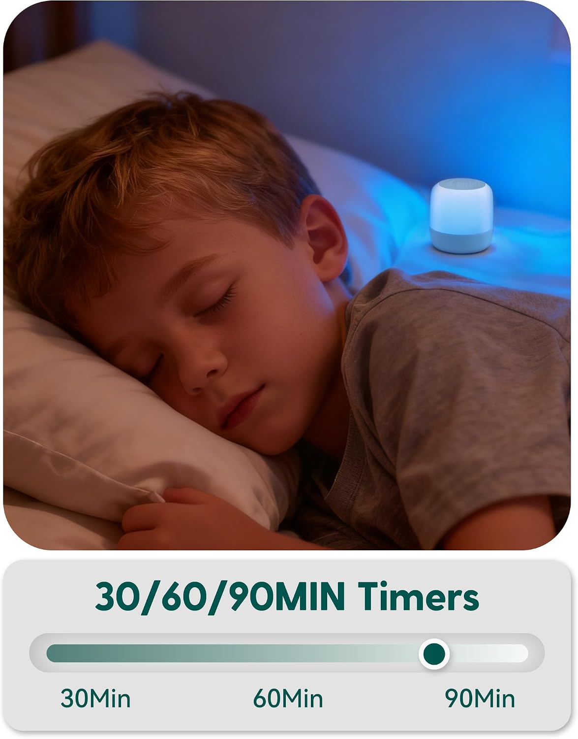 Babelio Pocket Glow White Noise Sound Machine - Upgraded 9 Color Night Lights, 20 Non-Looping Sounds, Timer & Memory Function, Portable for Adults & Babies, White