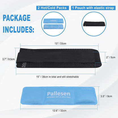 Pallesen Ice Packs for Injuries Reusable, Migraine Relief Products, Soft Flexible Gel Cold Pack Cold Compress for Eye & Head, Neck Ice Pack Wrap, Relieves Pain and Reduces Inflammation, 12.6 x 3.5in