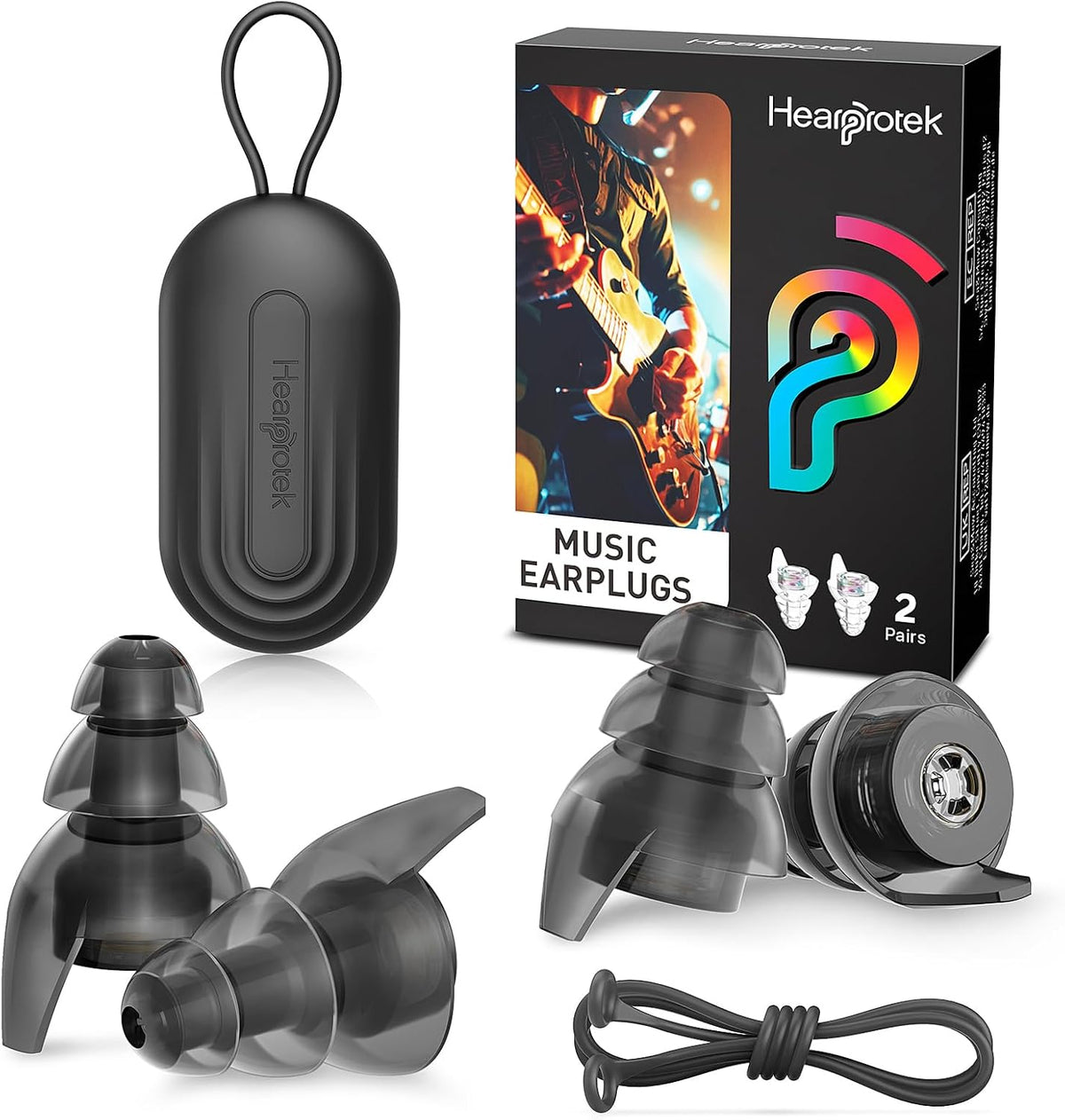 Hearprotek Concert Ear Plugs, 2Pairs Reusable high Fidelity Musician Ear Plugs for Concerts Loud Music-Noise Reduction Ear Protection earplugs for Rave,Festival,Music,Tinnitus Relief