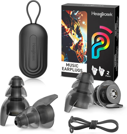 Hearprotek Concert Ear Plugs, 2Pairs Reusable high Fidelity Musician Ear Plugs for Concerts Loud Music-Noise Reduction Ear Protection earplugs for Rave,Festival,Music,Tinnitus Relief