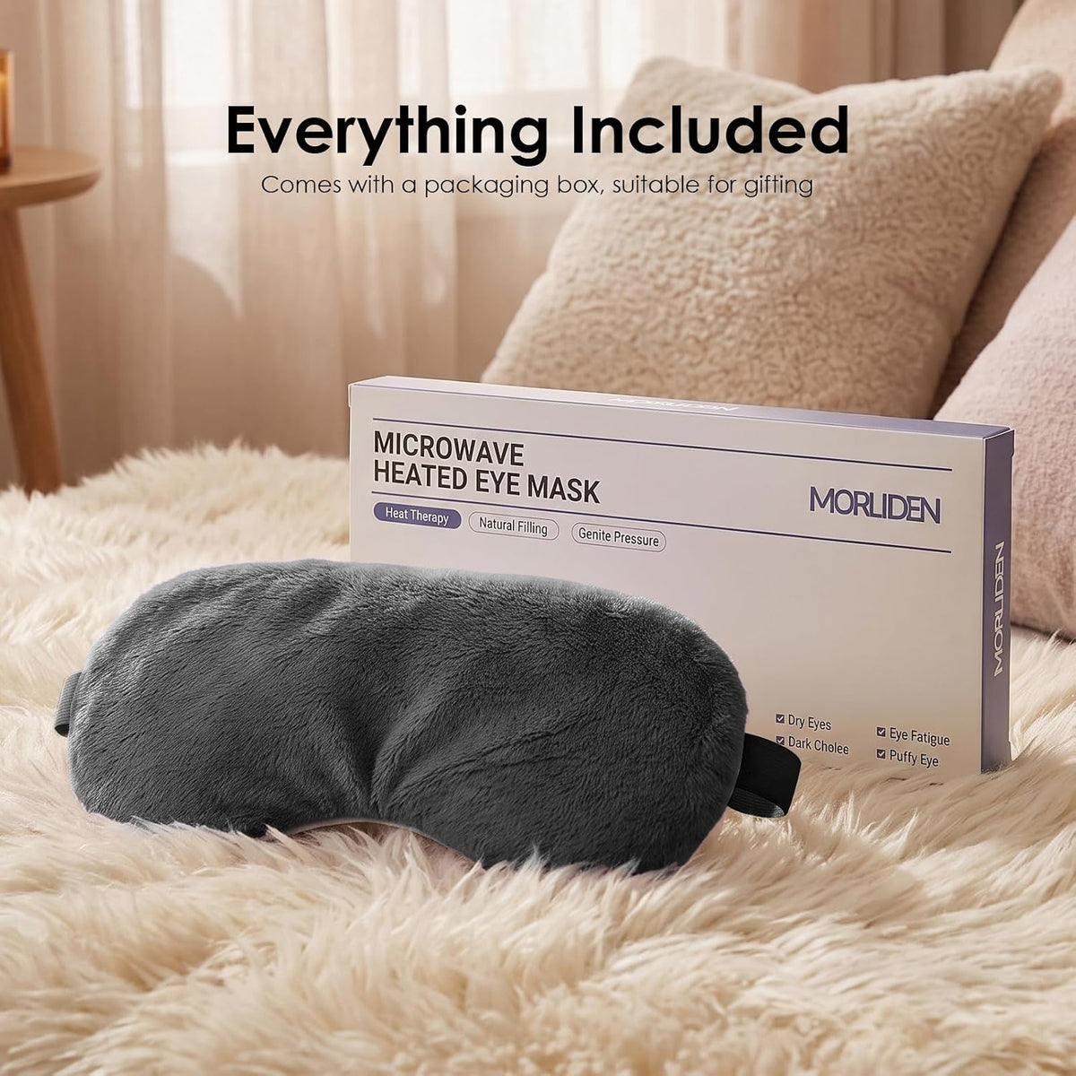 MORLIDEN Heated Eye Mask for Dry Eyes & Stye - Microwavable Warm Compress