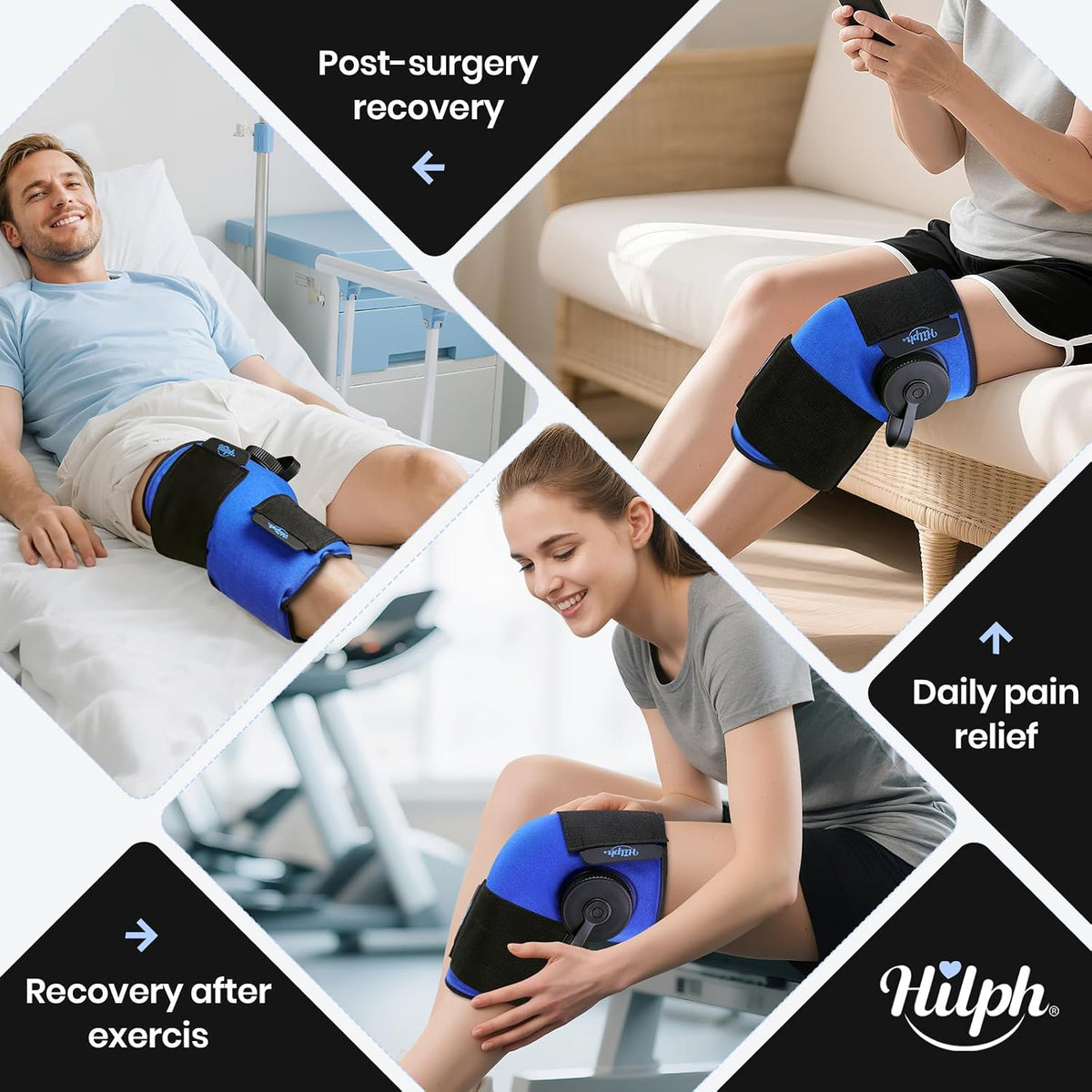 Hilph Refillable Ice Pack for Knee Pain Relief, 2 Hours Long-Lasting Cold