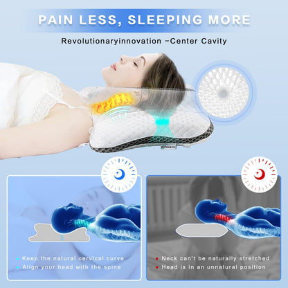 Pain Relief Cervical Pillow for Neck Support, Adjustable Ergonomic Pillow | Cozy Sleeping, Odorless Orthopedic Memory Foam Pillow, Contour Bed Pillow for Side Back Stomach Sleeper