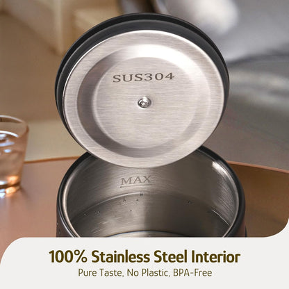 Hazel Quinn Gooseneck Electric Kettle 0.8 L, Temp Control, Keep Warm, Black | 304 stainless steel, 0.8L, 1000W fast boil, precise temp control, 4-hour keep warm; ideal for coffee, tea and home baristas