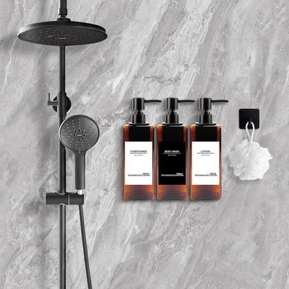 Shampoo Dispenser for Shower Wall, Shampoo and Conditioner Dispenser with 16 Waterproof Labels, No Drill Shower Soap Dispenser Bathroom, Shower Soap Dispenser Wall Mounted 3 Chamber, 17oz,Black | Shampoo Dispenser for Shower Wall, Shower Soap Dispenser