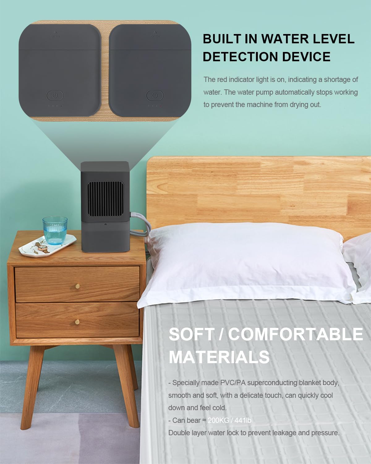 Water Cooling Mattress Pad, Bed Cooling System, Portable Bed Chiller with Remote, Cool Sleep (63"×55.12")