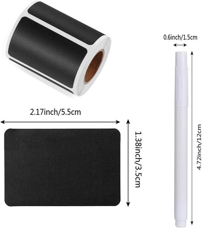 Chalkboard Labels, 300PCS Waterproof Blackboard Reusable Chalk Sticker Label, Removable Pantry Labels Rectangle for Storage Bins, Mason Jars, Food Containers, Office