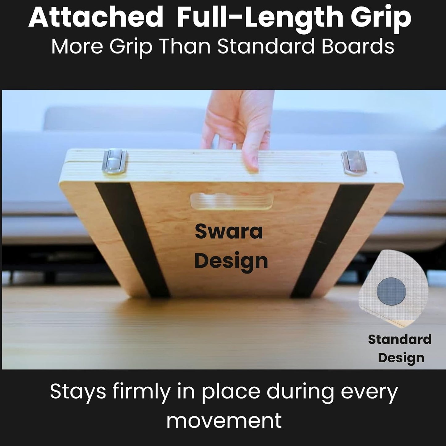 Swara 17″ Wide Wooden Slant Board for Calf Stretching & Squats, Foldable | Adjustable Calf Stretcher with Thicker Base, Foldable Wide Slant Board, Exercise Guide, Free Muscle Roller and 400lb Capacity