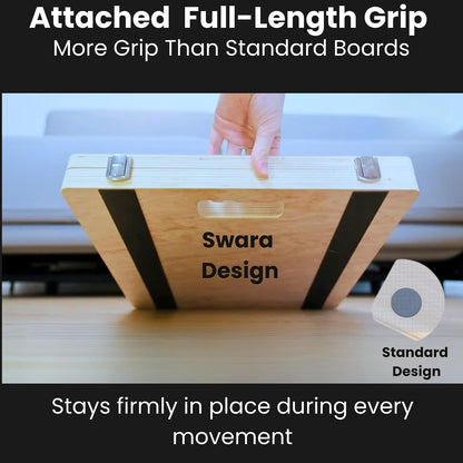 Swara 17″ Wide Wooden Slant Board for Calf Stretching & Squats, Foldable | Adjustable Calf Stretcher with Thicker Base, Foldable Wide Slant Board, Exercise Guide, Free Muscle Roller and 400lb Capacity