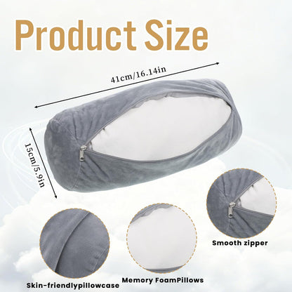 2Pcs Cervical Neck Roll Pillow Cover, Pillow Case with Zipper Round Pillowcovers Cylinder Soft Bolster Pillow Cover for Bedroom Living Room, 16 x 6 Inch (Only Pillow Covers, No Filler, Gray)
