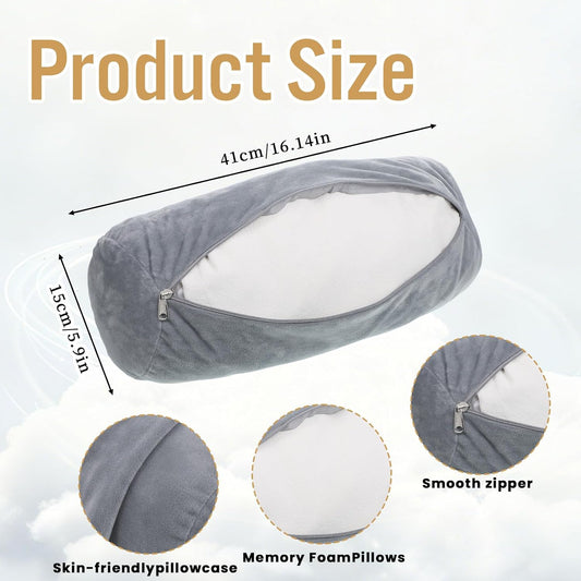 2Pcs Cervical Neck Roll Pillow Cover, Pillow Case with Zipper Round Pillowcovers Cylinder Soft Bolster Pillow Cover for Bedroom Living Room, 16 x 6 Inch (Only Pillow Covers, No Filler, Gray)