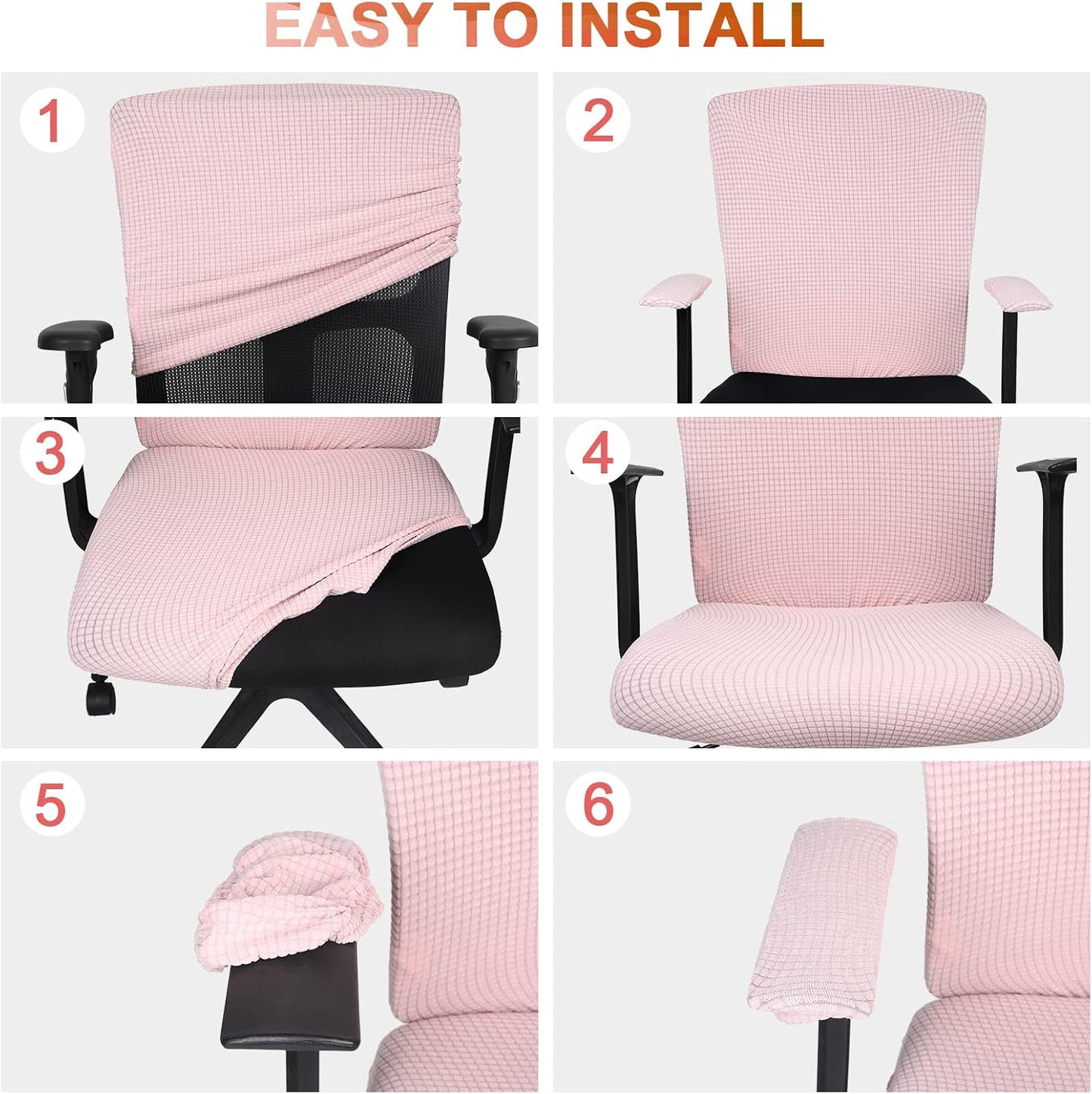 Tallew 4 Pcs Office Chair Covers Set Computer Universal Protective Stretchable Chair Seat Covers Desk Armrest Slipcovers Pads Office Cushion Backrest for Rotating (XL,Silver Gray)
