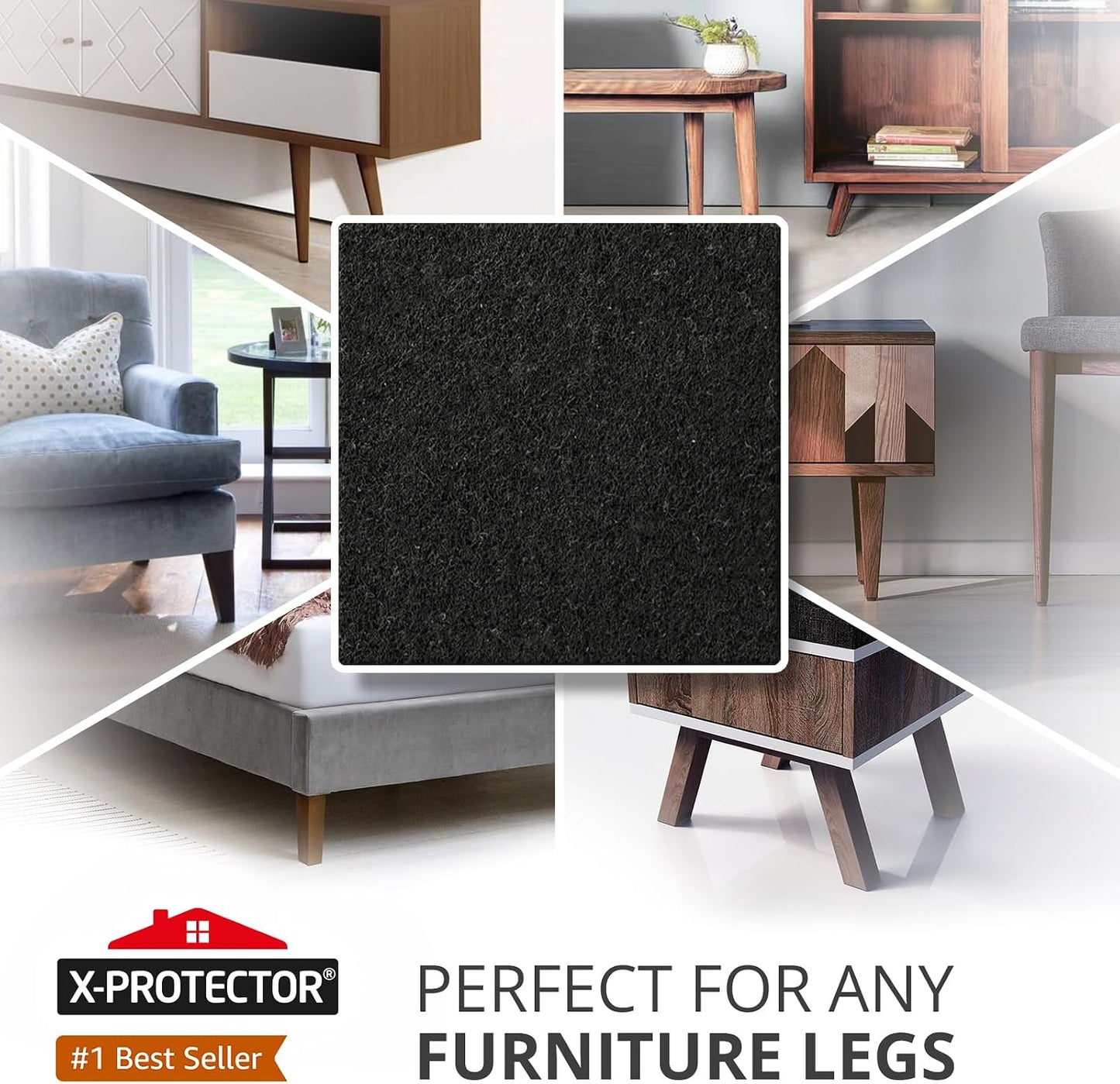 X-Protector Felt Furniture Pads - 20 PCS 6 x 1/2" - Premium Felt Strips | with Adhesive Backing - Rectangular Furniture Pads for Hardwood Floors - Cut Furniture Felt Pads to Size You Need! (Beige)