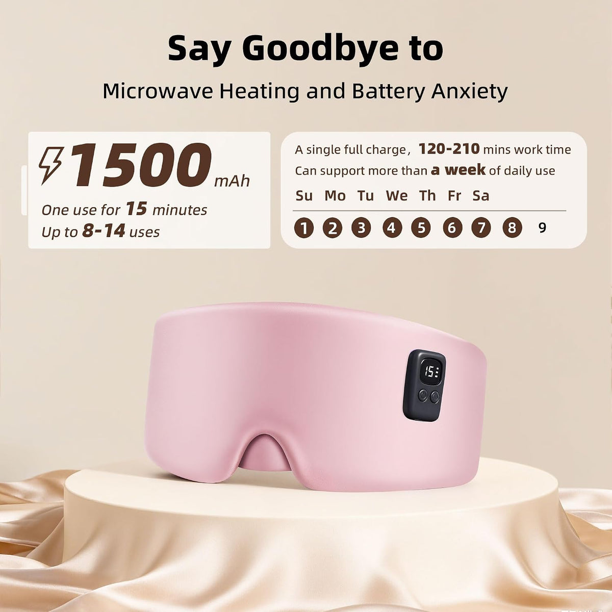 Heated Eye Mask for Dry Eyes, Cordless Warm Eye Compress 120-Min Battery, FSA - HSA Eligible, Eye Strain Relief, Washable Silk Travel Eye Mask with Extra Cover for Better Sleep (Pink & Purple)