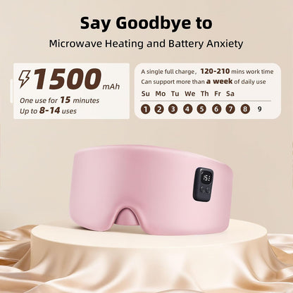 Heated Eye Mask for Dry Eyes, Cordless Warm Eye Compress 120-Min Battery, FSA - HSA Eligible, Eye Strain Relief, Washable Silk Travel Eye Mask with Extra Cover for Better Sleep (Pink & Purple)