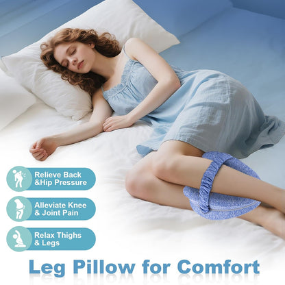 Knee Pillow for Side Sleepers, Leg Pillow for Sleeping, Knee Pillow with Strap, Alignment Pillow Between Legs, Suitable for Relieving Leg, Back & Knee Pain, Machine Washable (Blue)