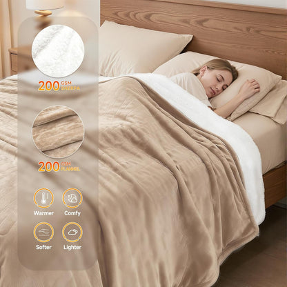 Heated Blanket Electric Throw Blanket with Built-in Button Controller 50"x60" One-Touch Ultra Cozy Soft Warm Heating Electric Blanket with 4 Heat Levels & 4 Hours Auto-Off Overheat Protection