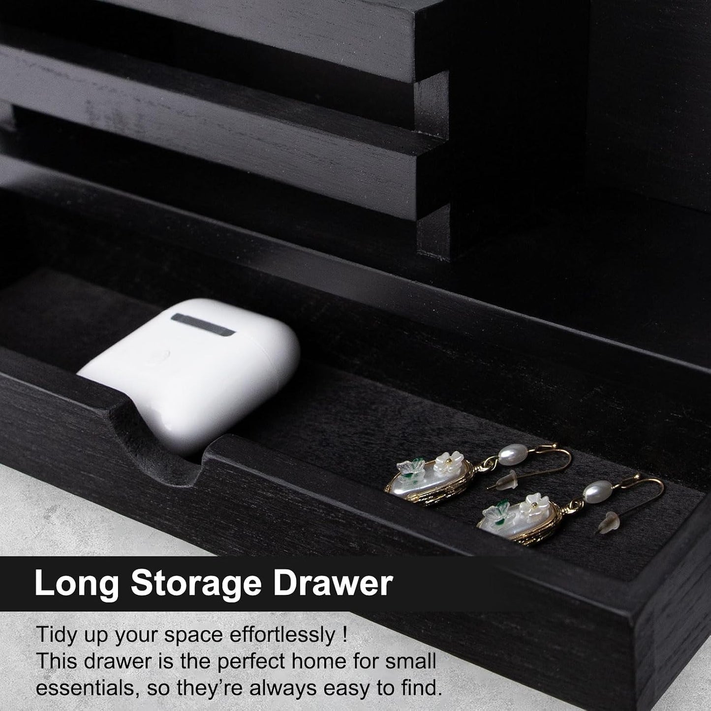 Key Holder Wall Mount, Mail Holder with Storage Drawer | Key and Mail Holder with 5 Key Hooks for Coat, Dog Leash, Home Decor Rack, House Accessories, Entry Way Organizer