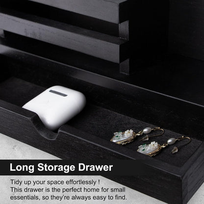 Key Holder Wall Mount, Mail Holder with Storage Drawer | Key and Mail Holder with 5 Key Hooks for Coat, Dog Leash, Home Decor Rack, House Accessories, Entry Way Organizer