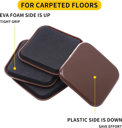 new space 8 Pack Furniture Sliders, 4.7 Inch Sliders for Furniture on Carpet for Sliding Heavy Furniture, Furniture Sliders for Carpeted Floors - Safeguard Carpeted Floors!