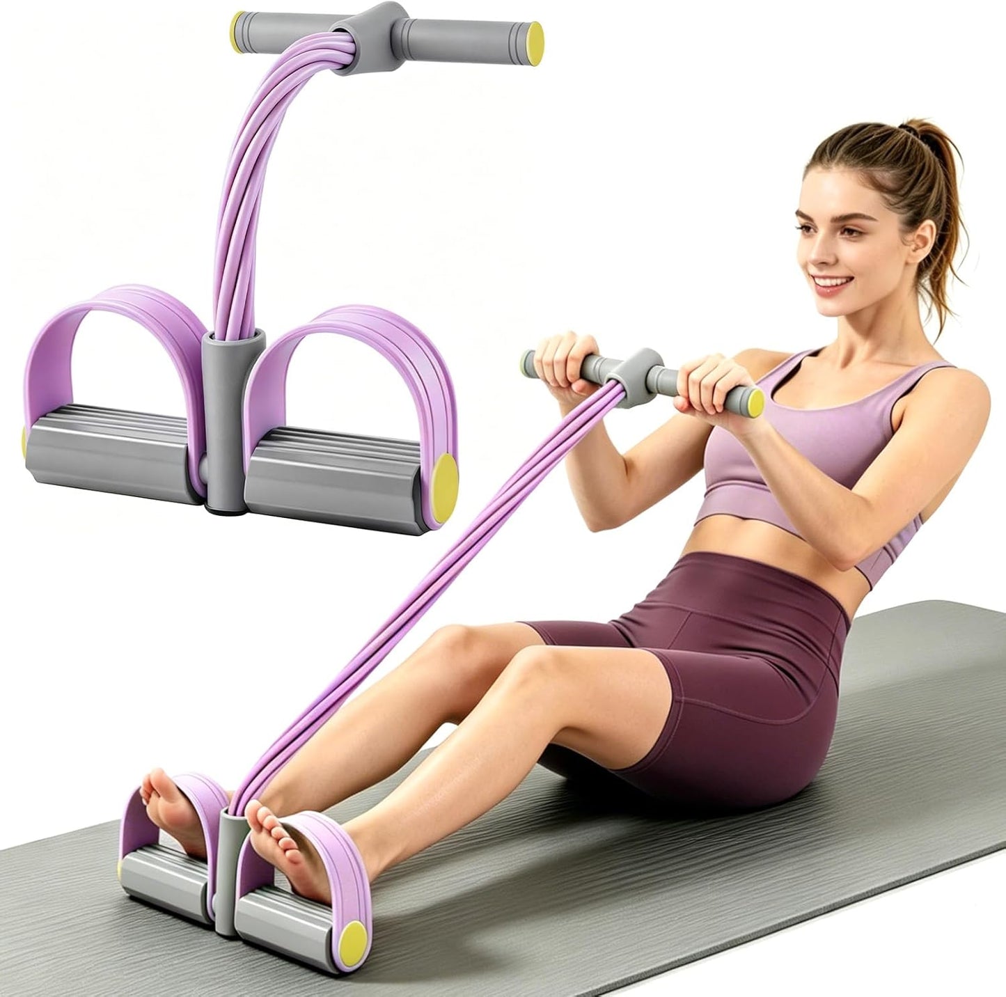 Multifunction Tension Rope, 6-Tube Elastic Yoga Pedal Puller Resistance Band, Natural Latex Tension Rope Fitness Equipment, for Abdomen/Waist/Arm/Leg Stretching Slimming Training
