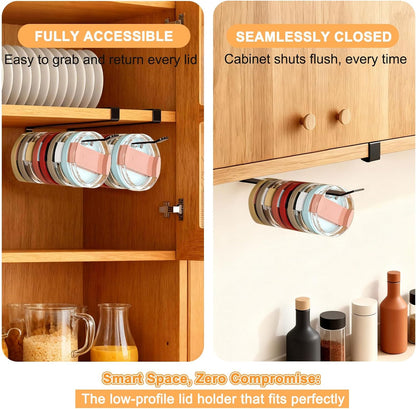 Tumbler Lid Organizer for Cabinet - Under Shelf & Behind Door Lid Holder, No-Drill Kitchen Organizer and Storage, Space Saving Rack Fits 24oz 30oz 40oz Water Bottle Tumbler Lids