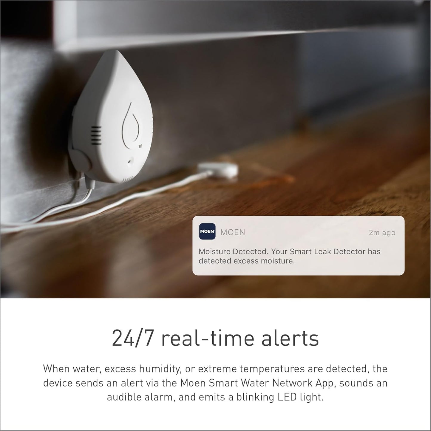 Moen 920-005 Flo Smart Water Leak Detector, White, 3-Pack
