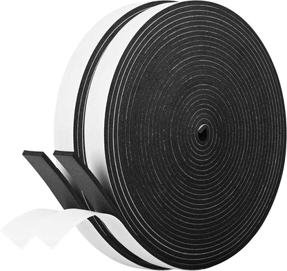 Kikerike Self Adhesive Foam Tape Weatherstrip 1/2In x 1/4In x 42Ft High Density Foam Insulation Strips Seal Weather Stripping with Strong Adhesive for Door and Window Sound Isolation Soundproofing