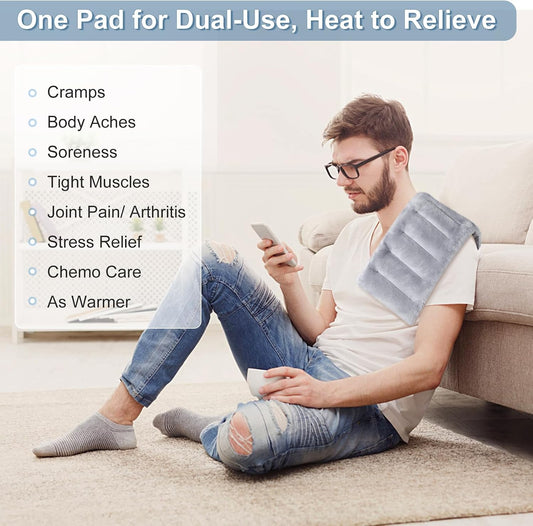 SuzziPad Microwave Heating Pad for Muscle Soreness Fatigue, 7"X16", Gray
