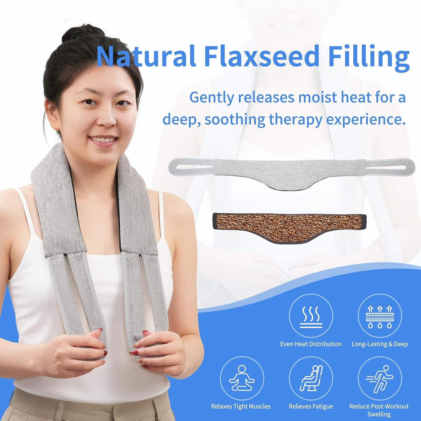 Heating Pad Microwavable - Neck Wrap Microwavable Heating Pad for Neck and Shoulder, Relaxation, Pain Relief