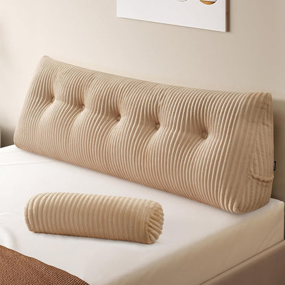 Z-hom Headboard Pillow, Wedge Backrest Cushion, Queen Size,NO Roll Pillow | Grey Triangular Backrest Cushion Equipped,NO Roll Pillow,Ideal for Reading,Sitting Up in Bed&Filling Headboard Gaps
