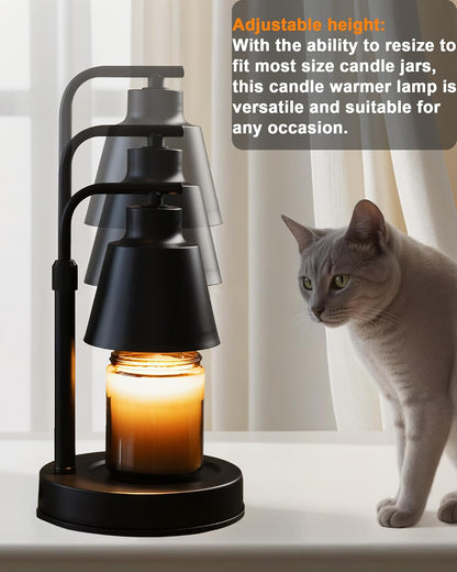 Candle Warmer Lamp with Timer, Dimmable, Adjustable Height, Black