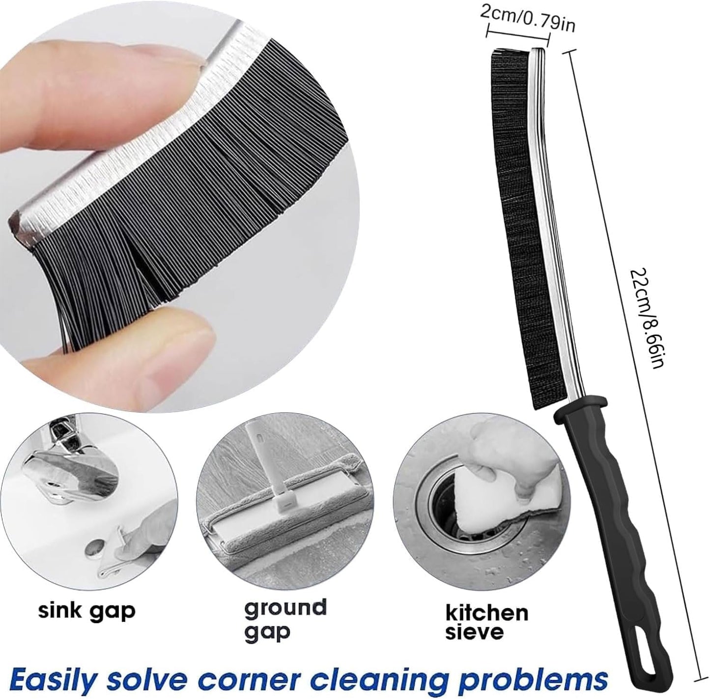 Crevice Cleaning Brush, Multi-Purpose Hard Bristle Brushes for Deep Cleaning Kitchen, Bathroom, Grout, Sink, Cup, Teapot, Bottle, Blender, Corners, Tight Spaces & More 6 Pcs