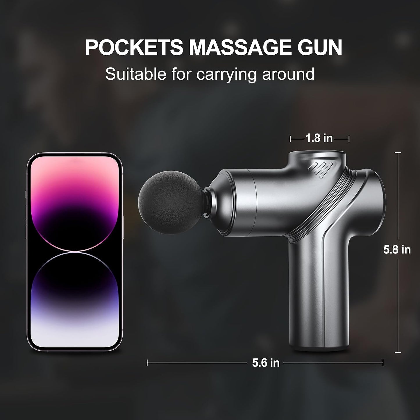 Massage Gun Deep Tissue, Silent Motor and Portable Massage Gun with 4 Interchangeable Heads for Deep Muscle Relief and Relaxation, Relax Gift