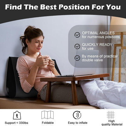 Prosixtoy Portable Wedge Pillow Inflatable Cushion - Body Positioners Lightweight Wedge Pillow for Sleeping, Leg Elevation, Use in Bed, Travel, Camping, Fast Inflating Deflation (Grey)