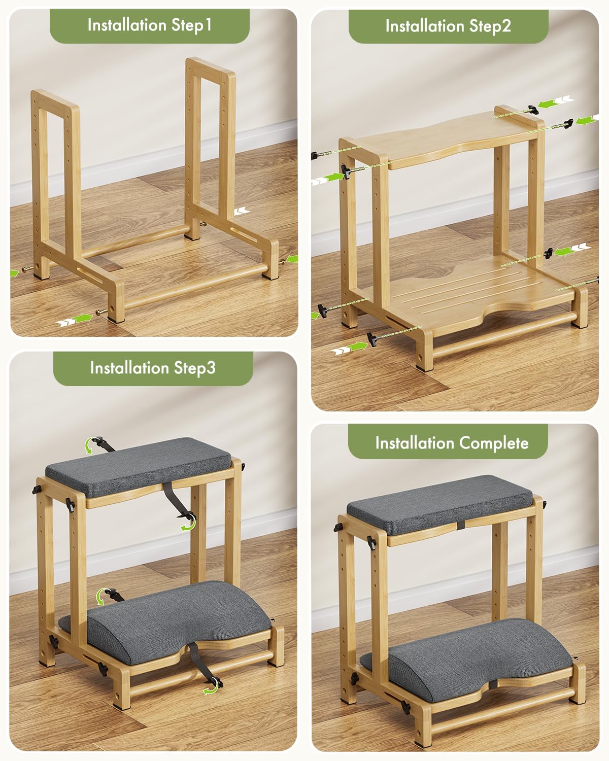 Amazer Bamboo Foot Rest for Under Desk at Work, 2-in-1 Reversible Rocking Footrest Adjustable Foot Stool, Ergonomic Footrest for Under Gaming Desk, Feet Support Leg Footstools for Home Office