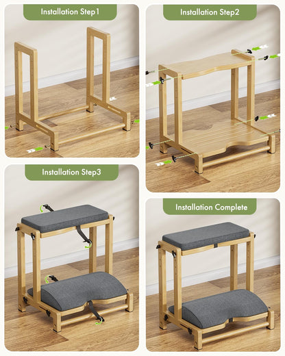 Amazer Bamboo Foot Rest for Under Desk at Work, 2-in-1 Reversible Rocking Footrest Adjustable Foot Stool, Ergonomic Footrest for Under Gaming Desk, Feet Support Leg Footstools for Home Office