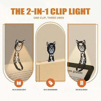 Rechargeable Kids Book Light, Cute Bookmark Reading Light for Kids, Dimmable Portable LED Book Light for Reading in Bed, Eye-Caring Bedtime Reading Lamp for Children & Travel, Brown