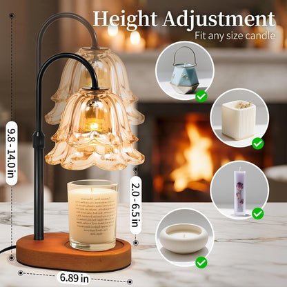 Flower Candle Warmer Lamp with Timer - Dimmable Electric Candle Lamp, Birthday Gifts for Women Mom, House Warming Gifts New Home Decor, Adjustable Wax Wamer Light for Jar Candles