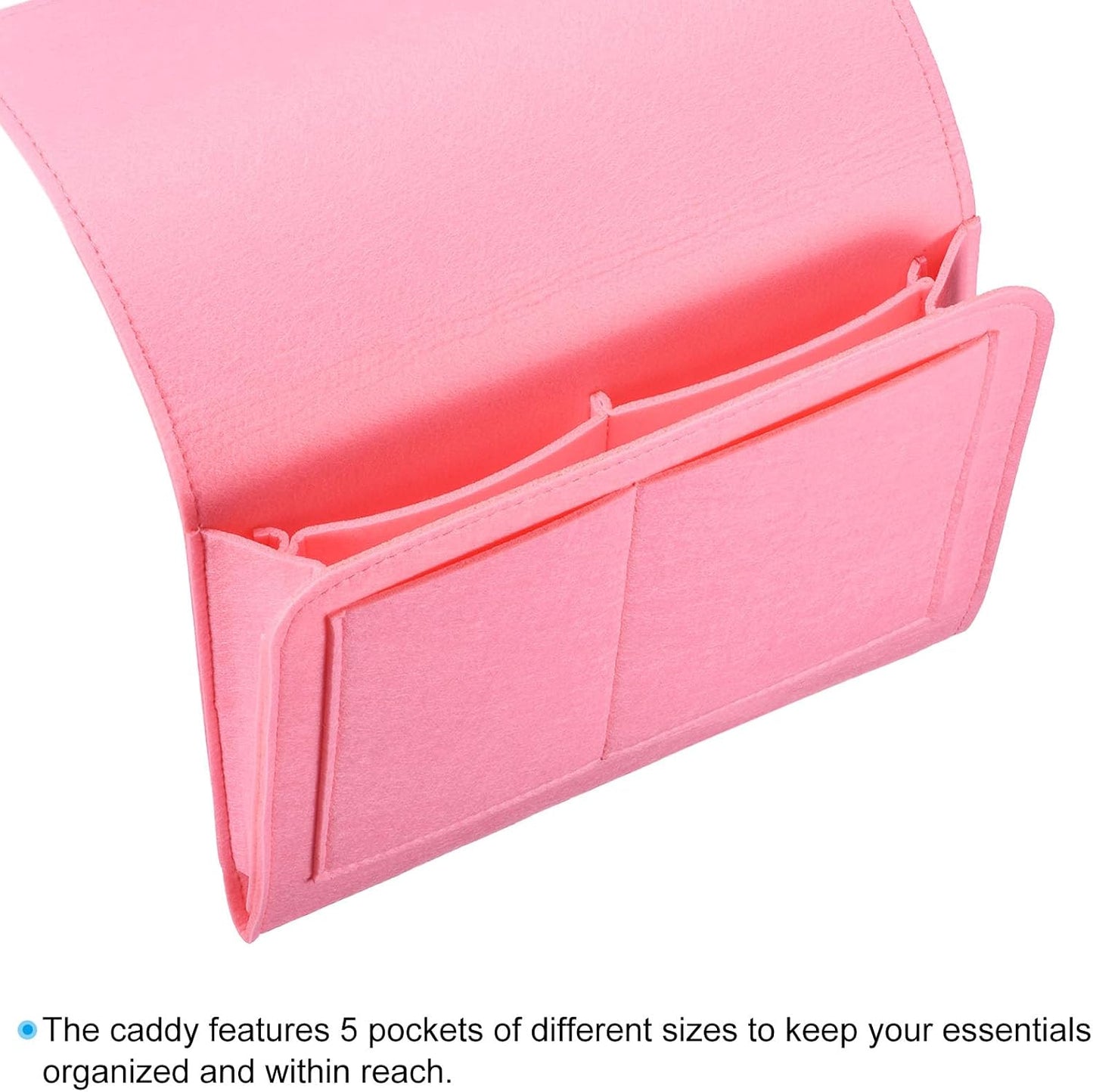 PATIKIL 11in Bedside Caddy, Bed Caddy Bedside Organizer Hanging Soft Felt 5 Pockets Bed Pockets Bedside Storage Organizer Remote Control Holder for Bedroom Phones Glasses, Green