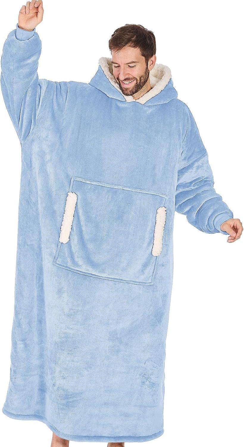 yescool Wearable Blanket Hoodie, Flannel Sherpa Fleece Blanket Sweatshirt for Adults Women Men,One Size Fits All - Colors A