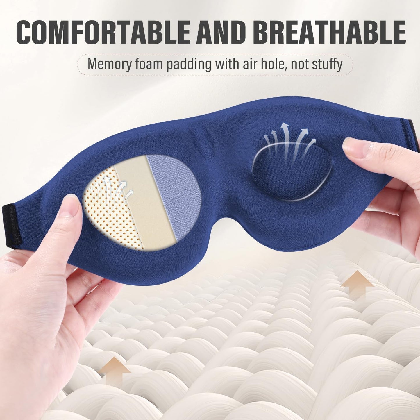 YIVIEW Sleep Mask for Side Sleeper, Complete Light Blocking 3D Sleeping Eye Mask, Soft Breathable Eye Cover for Women Men, Relaxing Zero Pressure Night Blindfold | Soft Breathable Eye Cover for Women Men, 3D Sleeping Eye Mask Black, Relaxing Travel
