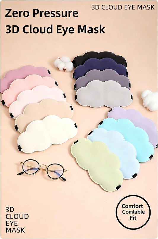 3D Contoured Sleep Eye Mask, Full Blackout Soft Foam Sleeping Mask, Breathable Blindfold for Nap Travel, Multi Colors Available (Beige)
