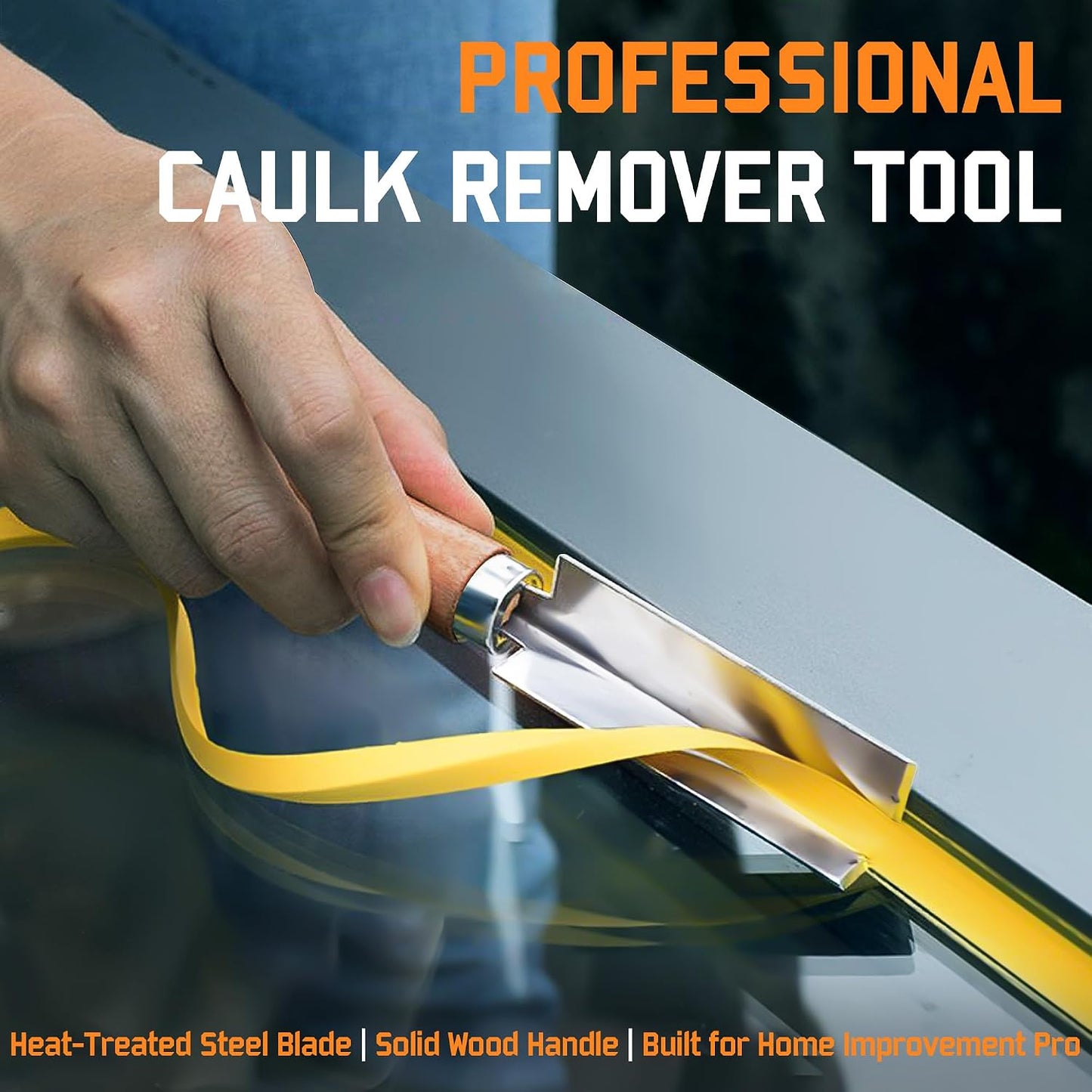 2PCS Professional Caulk Remover Tool – Heat-Treated Caulking Tool with 90° Sharp Blade & Solid Wood Handle, Saves Time for Home Improvement, Durable Grout & Silicone Remover Tool (Original - 2)