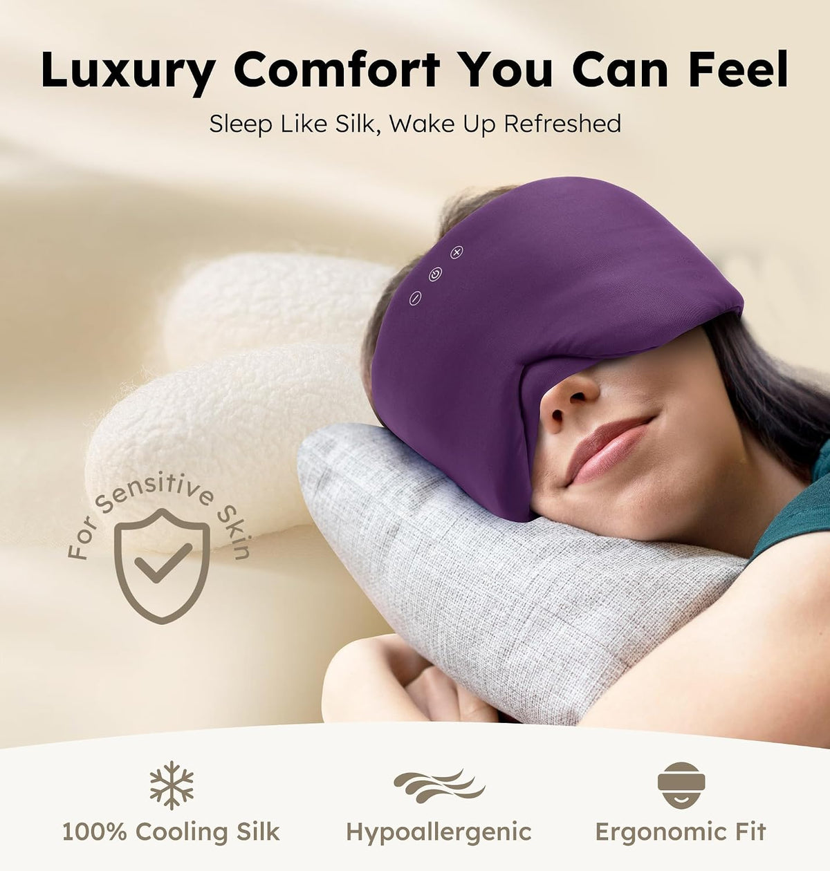 Luxury Bluetooth 5.4 Sleep Mask for Adults - Ice Fiber Cooling & HD Sound, 100% Light Blocking Adjustable Eye Cover for Travel & Side Sleepers - Soft Sleep Headphones with 10H Playtime