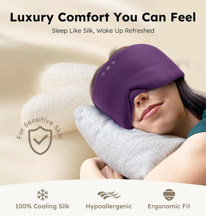 Luxury Bluetooth 5.4 Sleep Mask for Adults - Ice Fiber Cooling & HD Sound, 100% Light Blocking Adjustable Eye Cover for Travel & Side Sleepers - Soft Sleep Headphones with 10H Playtime