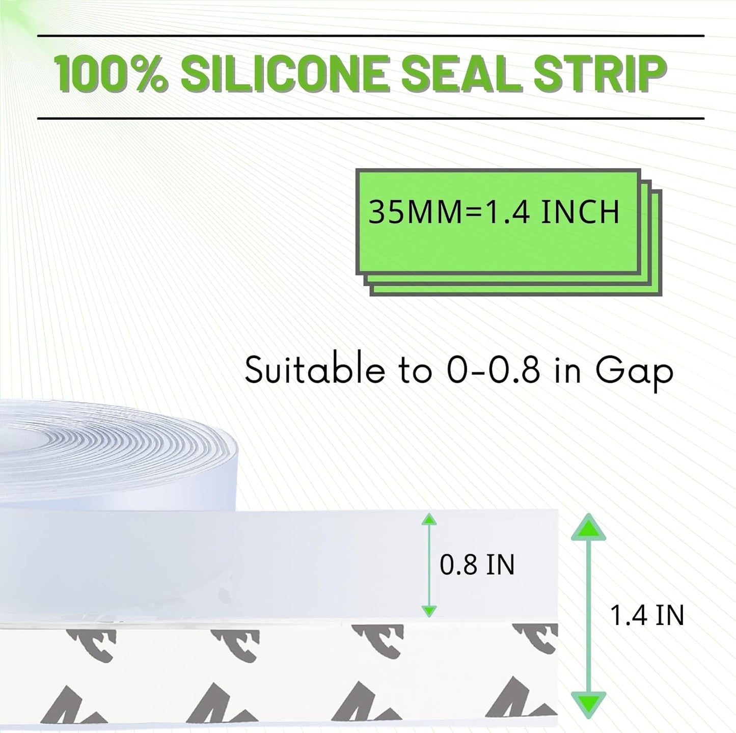 Weather Stripping Door Seal - Updated 1.4in Door Draft Stopper | Silicone Seal Strip for House and Glass Shower Doors for Windows Gaps of Collision and Side, Window Insulation for Winter
