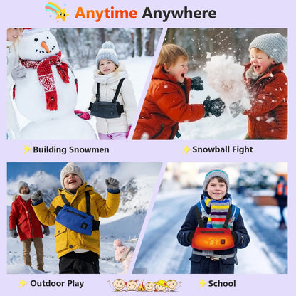 AURYA Heated Hand Warmer Pouch, Rechargeable & Waterproof Electric Hand Muff for Children | Adjustable 3-Heat Settings for Outdoor Play, Skiing, Snowball Fights & School